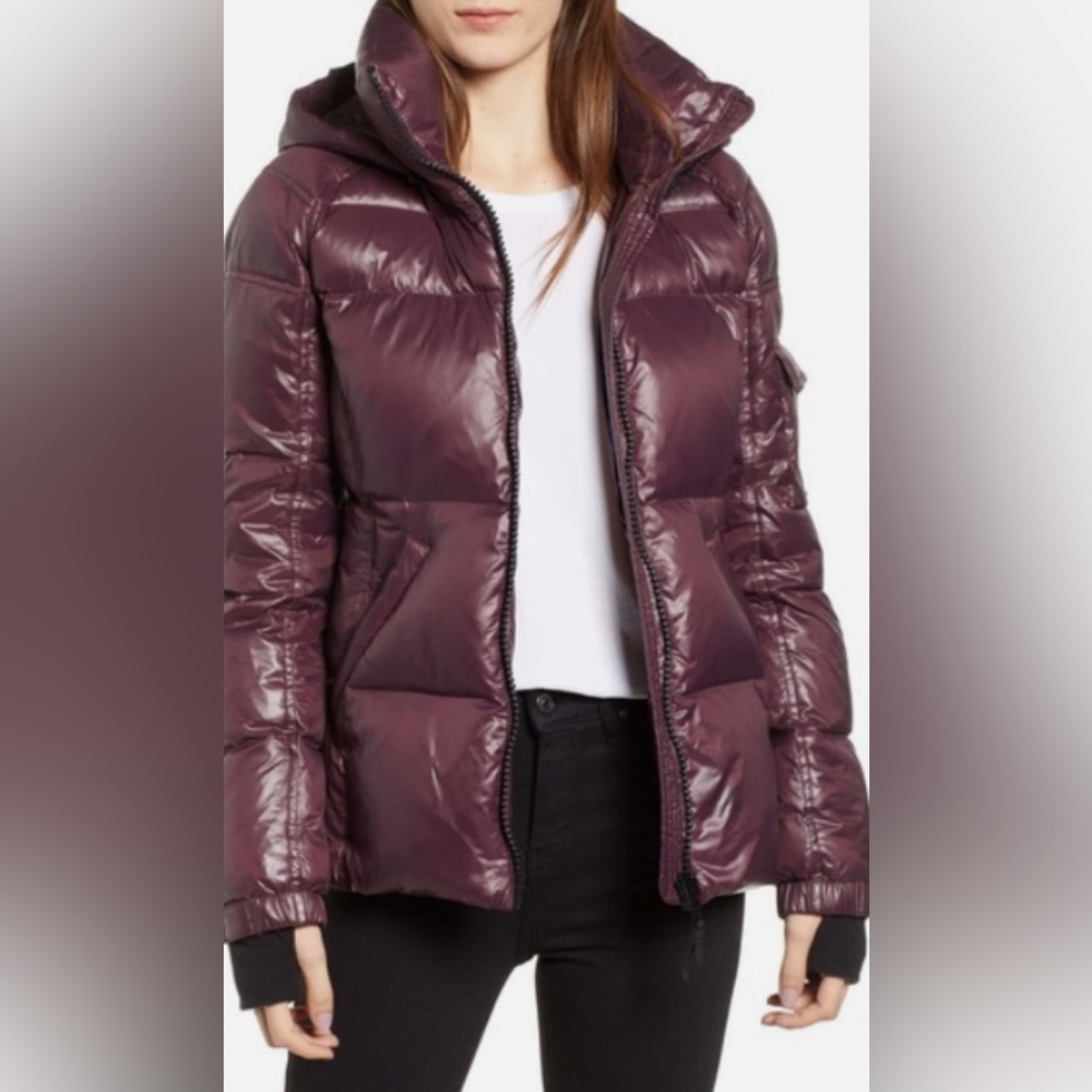 S13 by SAM Kylie Gloss Hooded Jacket in Maroon